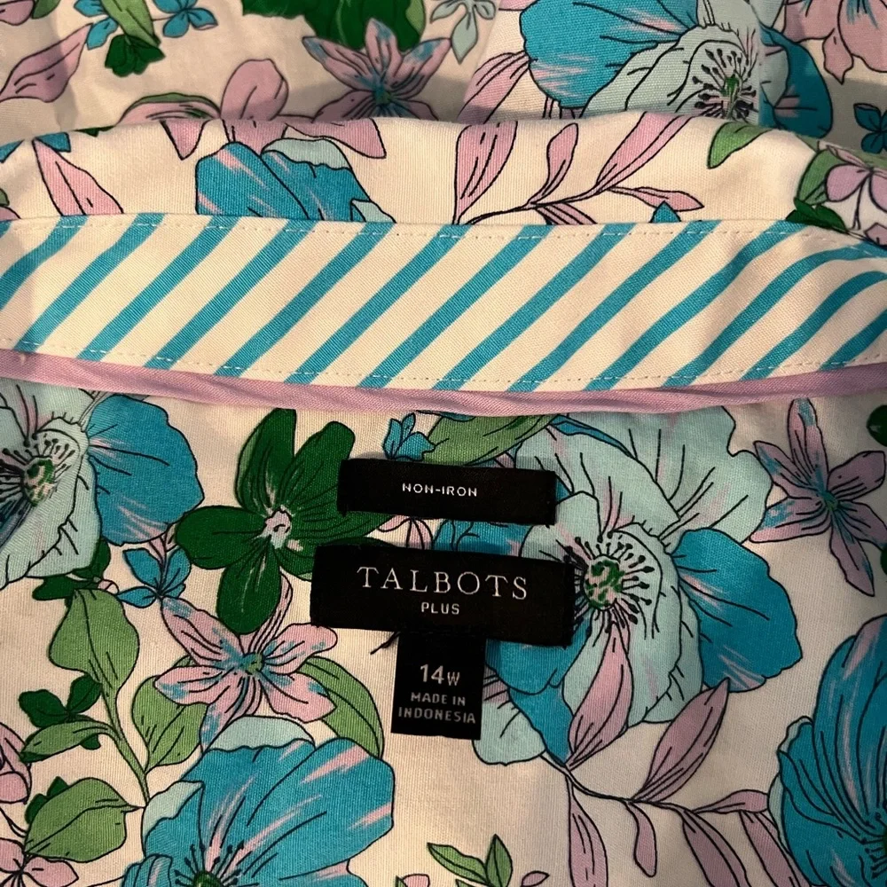 Talbots Floral Blouse - Blue and Green - Picture 3 of 5